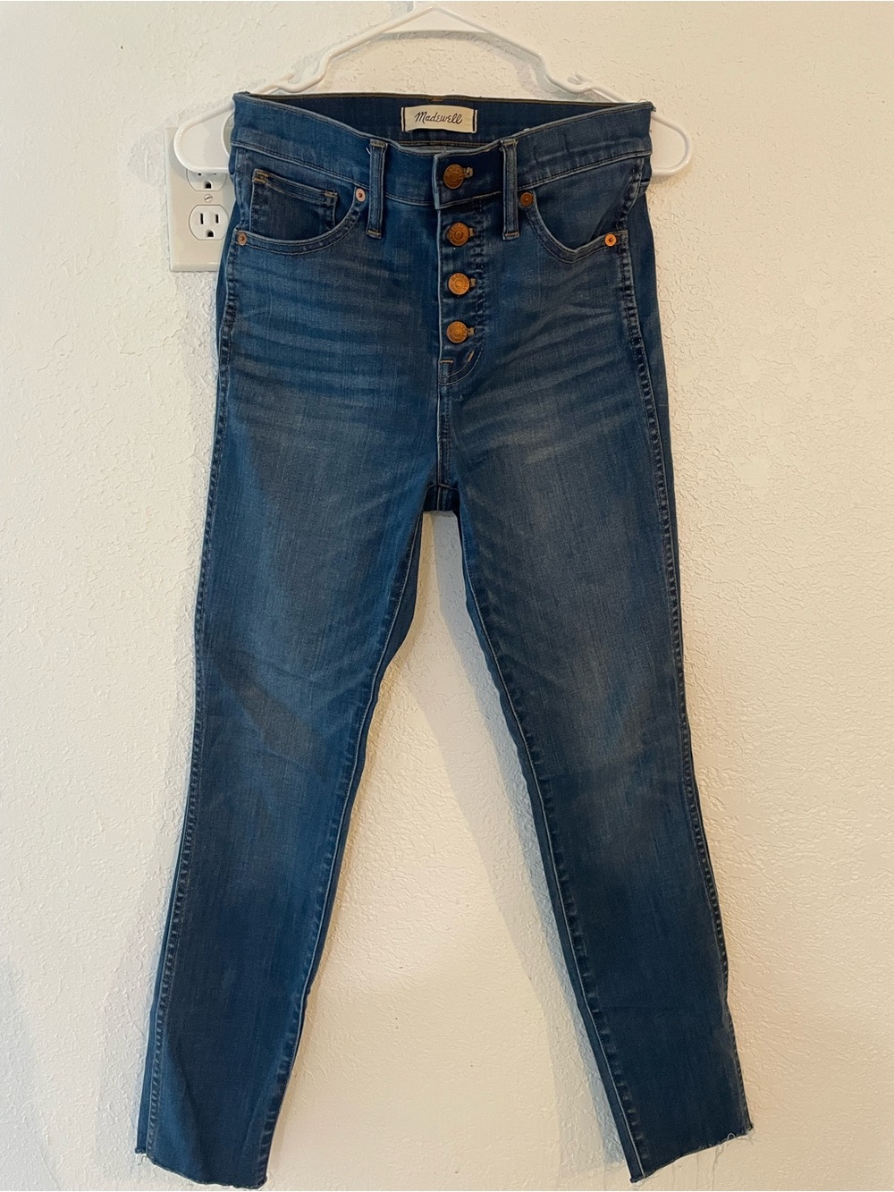 Madewell High-Rise Button-Fly Skinny Jeans - Dark Blue Wash
